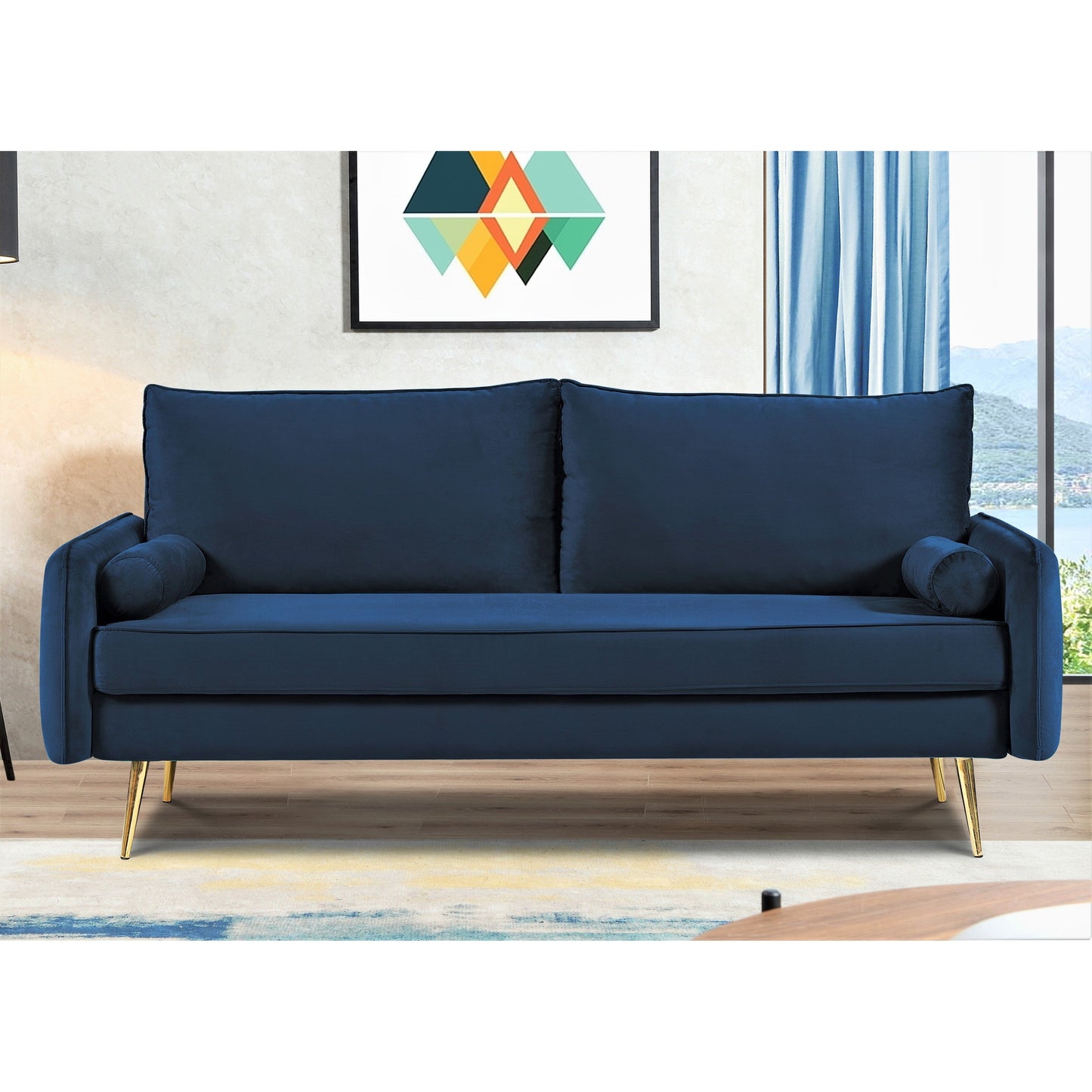 Canapé Villeda 70''W en polyester avec accoudoirs carrés