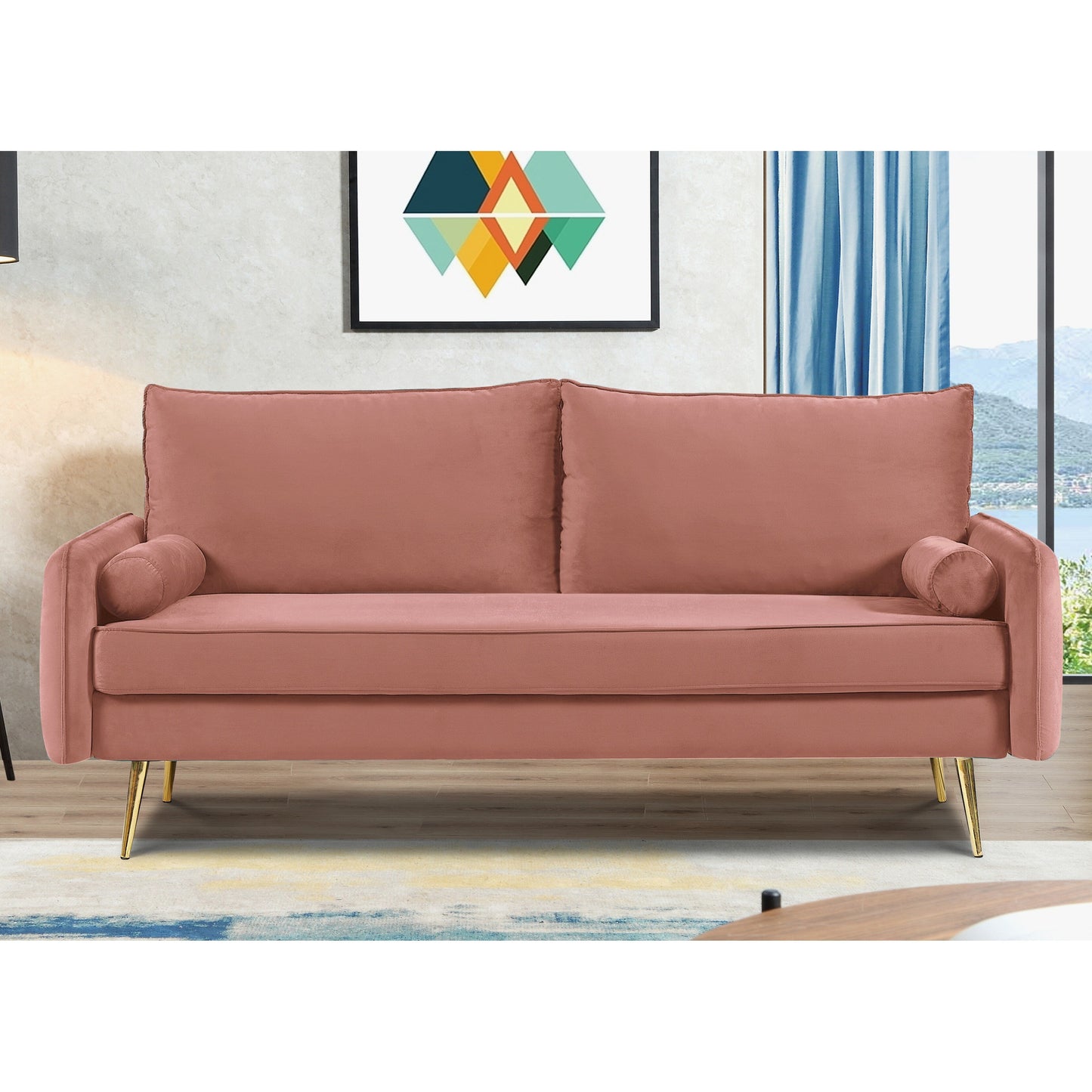 Canapé Villeda 70''W en polyester avec accoudoirs carrés