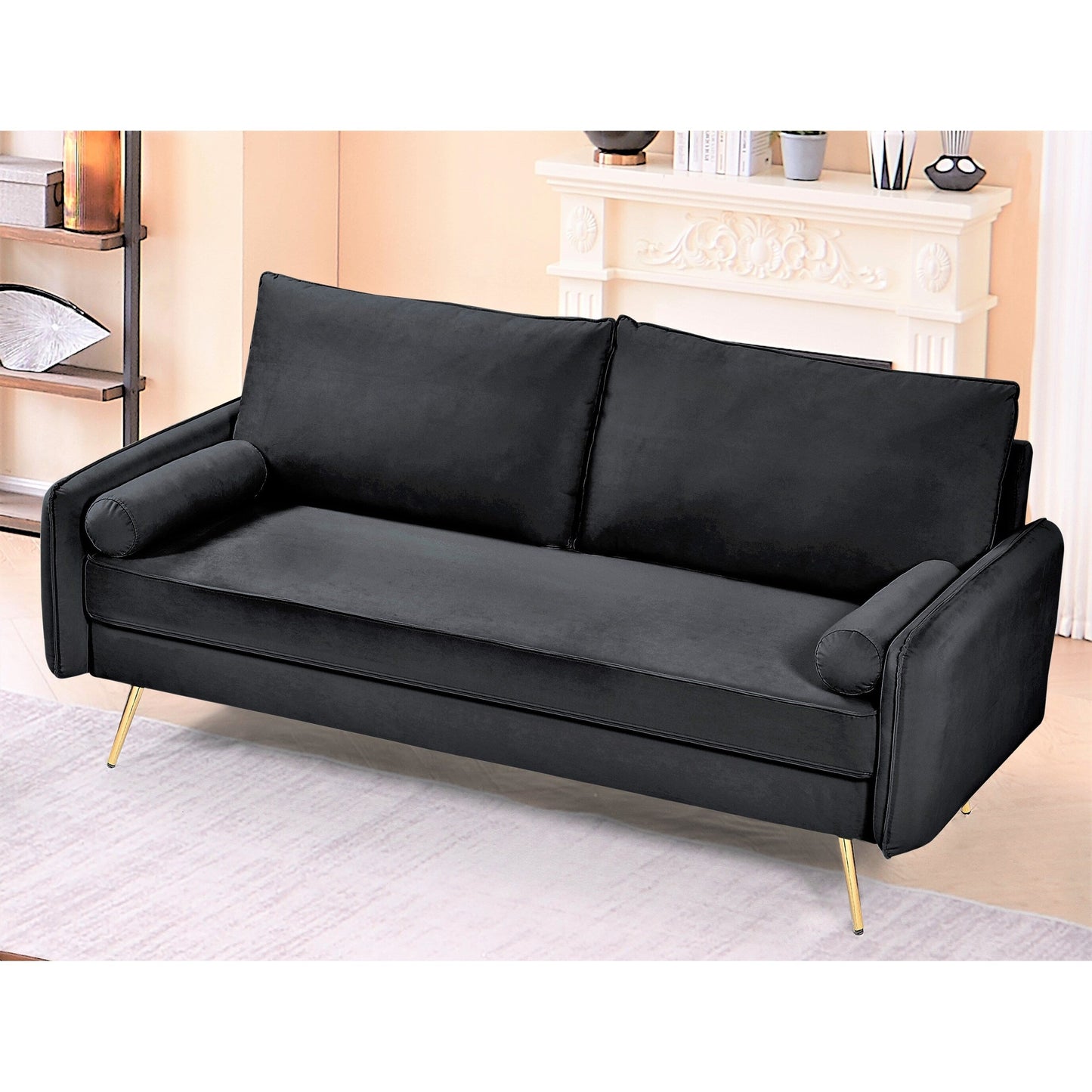 Canapé Villeda 70''W en polyester avec accoudoirs carrés
