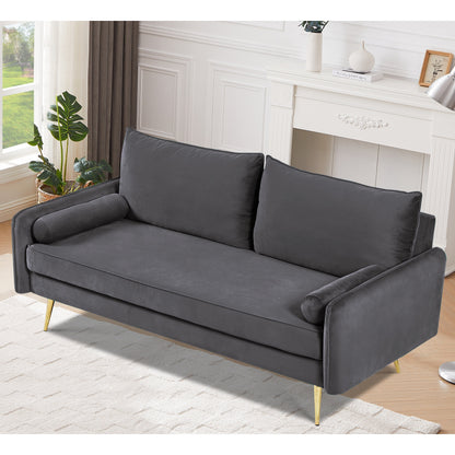 Canapé Villeda 70''W en polyester avec accoudoirs carrés