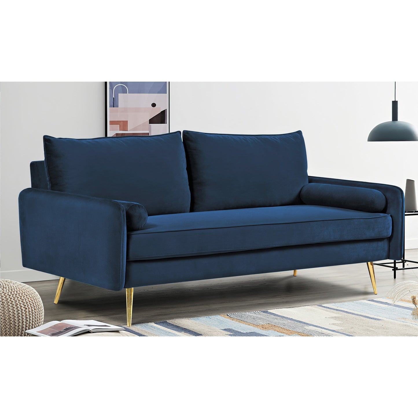 Canapé Villeda 70''W en polyester avec accoudoirs carrés