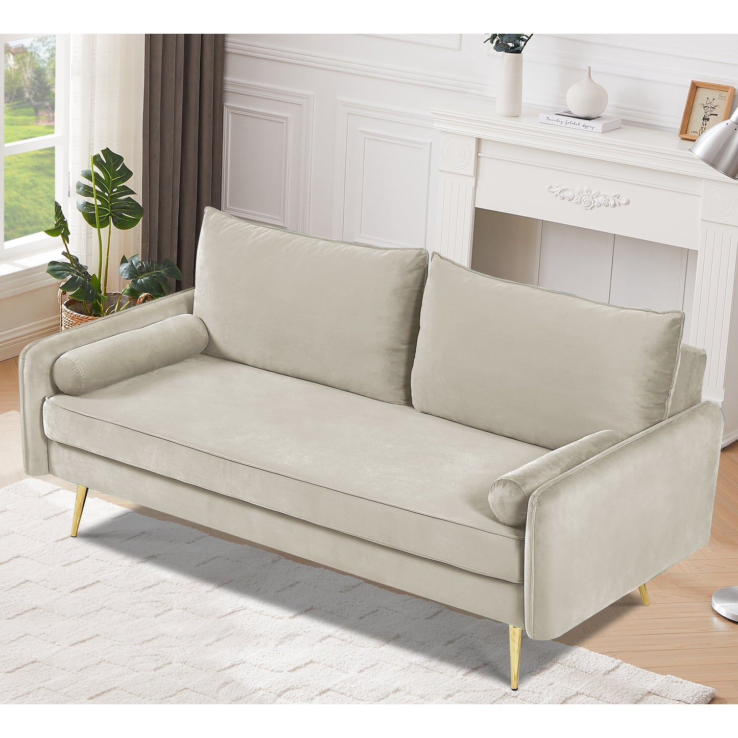 Canapé Villeda 70''W en polyester avec accoudoirs carrés
