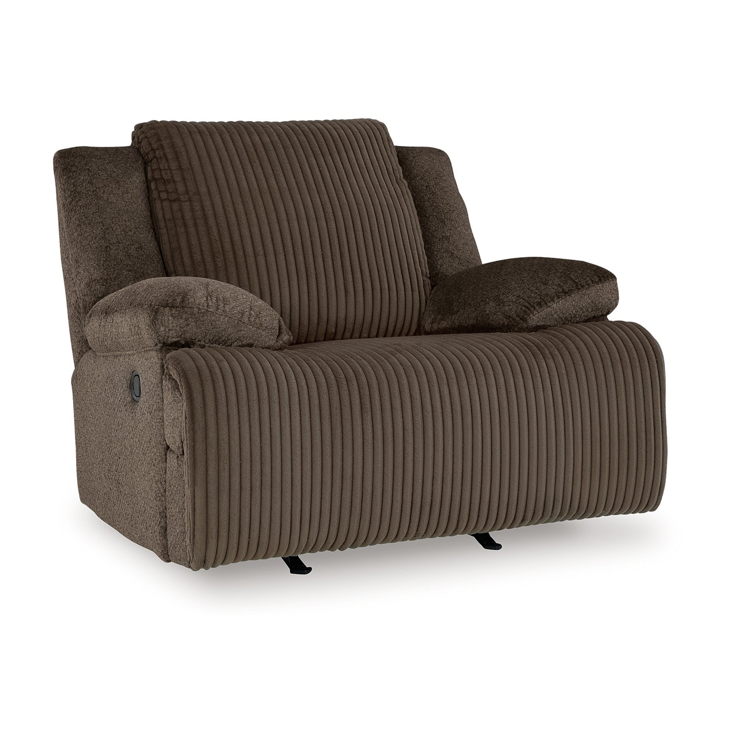 Fauteuil inclinable à bascule manuel Vincent, tissu velours côtelé marron chocolat