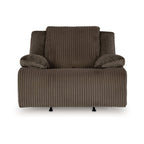 Fauteuil inclinable à bascule manuel Vincent, tissu velours côtelé marron chocolat