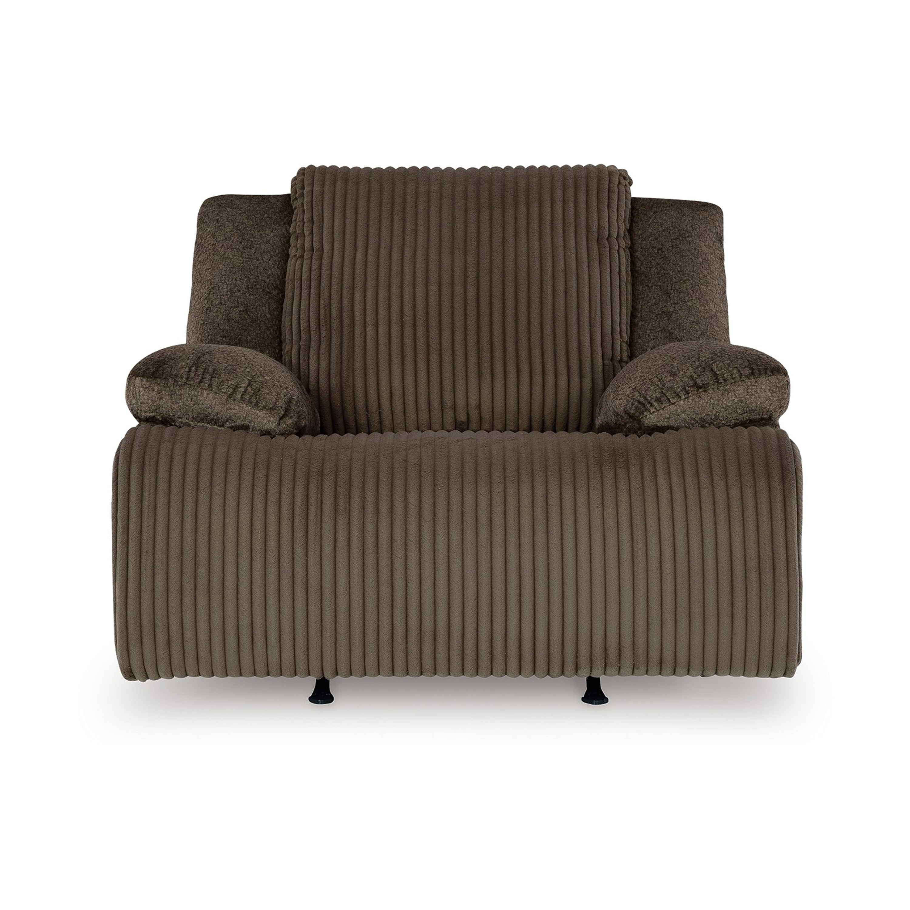 Fauteuil inclinable à bascule manuel Vincent, tissu velours côtelé marron chocolat