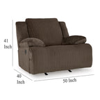 Fauteuil inclinable à bascule manuel Vincent, tissu velours côtelé marron chocolat
