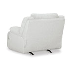 Fauteuil inclinable à bascule manuel Vincent, velours côtelé blanc, accoudoirs coussinés