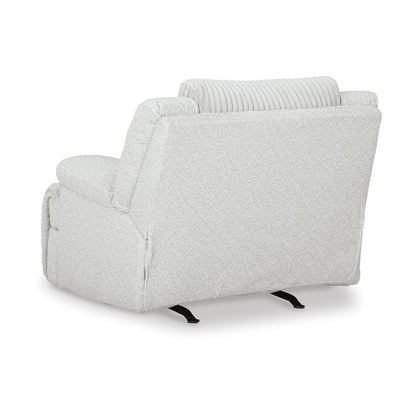 Fauteuil inclinable à bascule manuel Vincent, velours côtelé blanc, accoudoirs coussinés