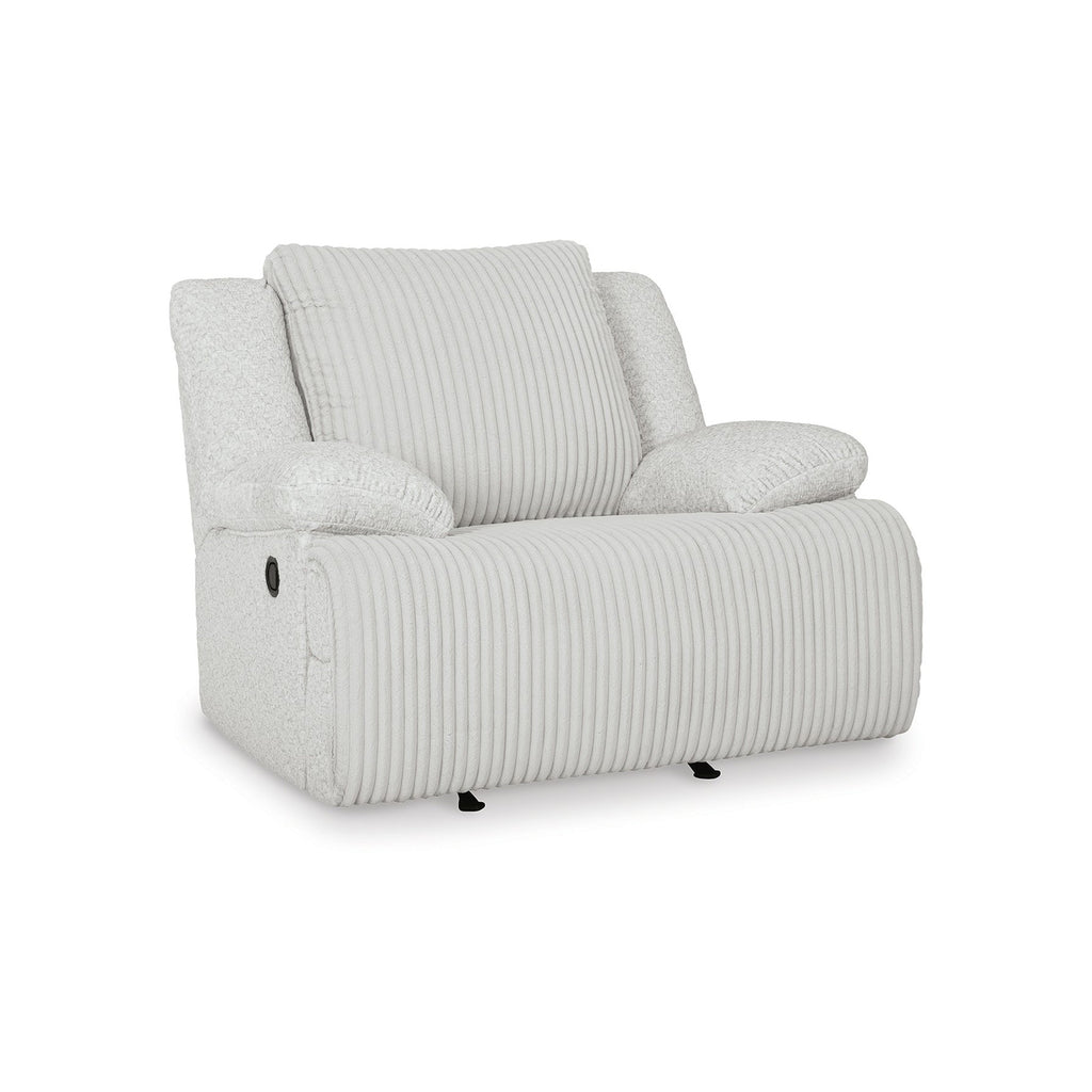 Fauteuil inclinable à bascule manuel Vincent, velours côtelé blanc, accoudoirs coussinés