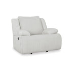 Fauteuil inclinable à bascule manuel Vincent, velours côtelé blanc, accoudoirs coussinés