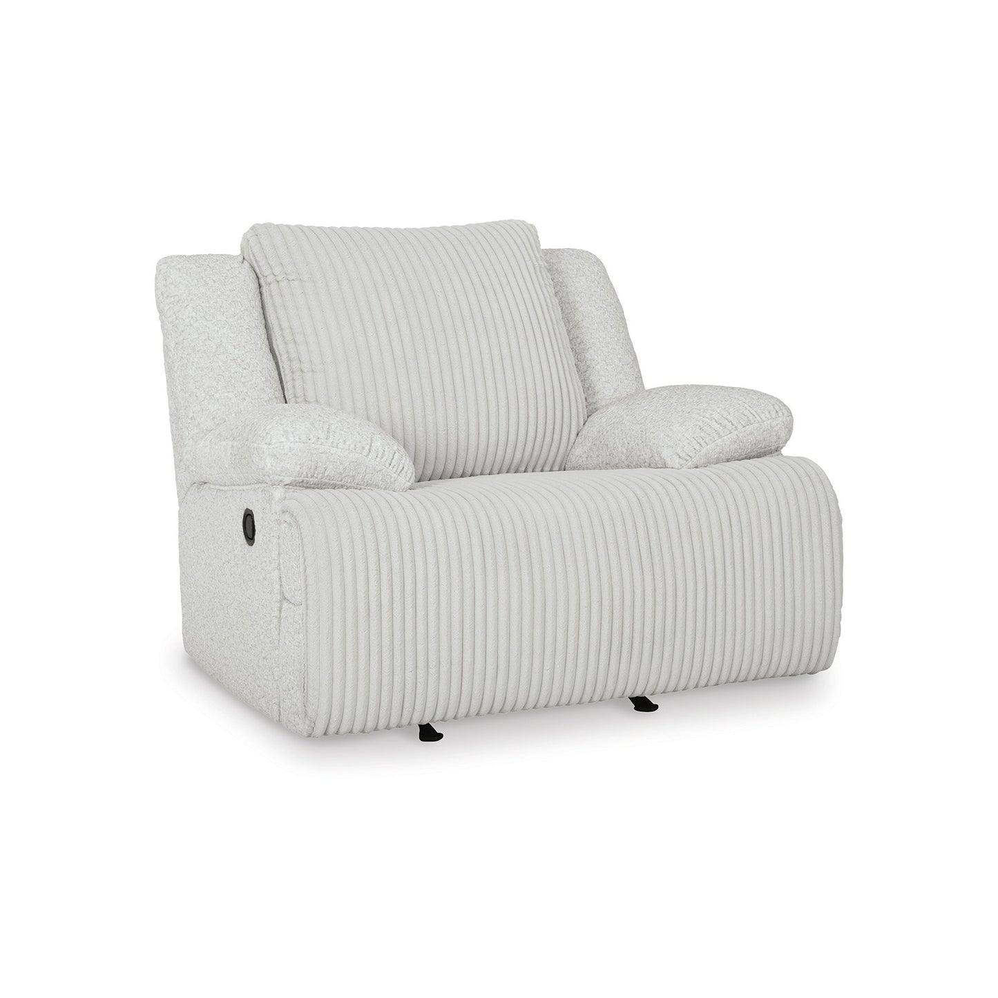 Fauteuil inclinable à bascule manuel Vincent, velours côtelé blanc, accoudoirs coussinés