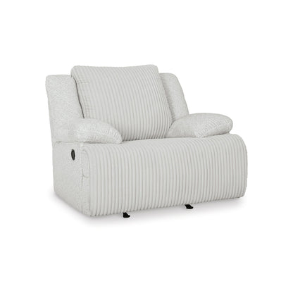 Fauteuil inclinable à bascule manuel Vincent, velours côtelé blanc, accoudoirs coussinés