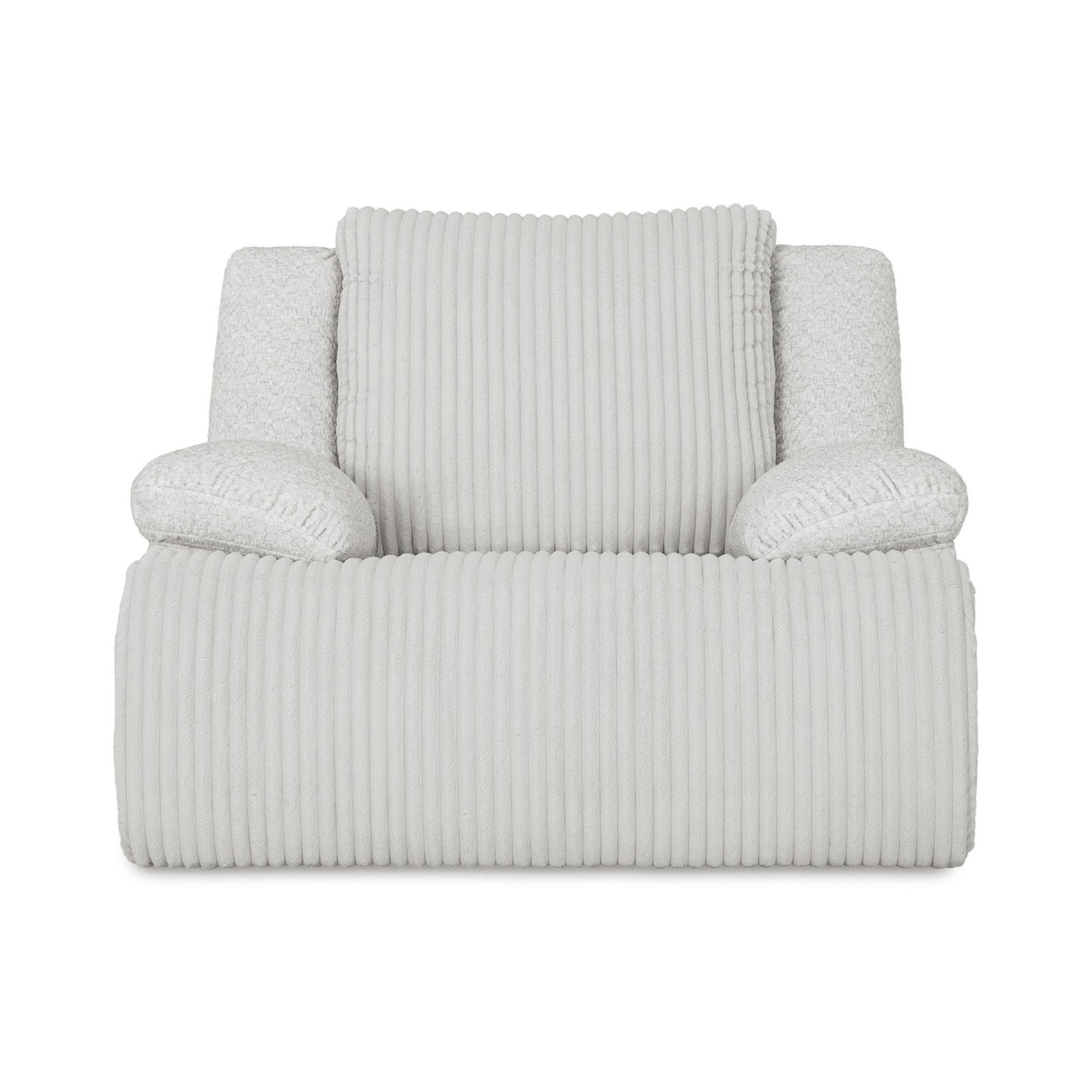 Fauteuil inclinable à bascule manuel Vincent, velours côtelé blanc, accoudoirs coussinés