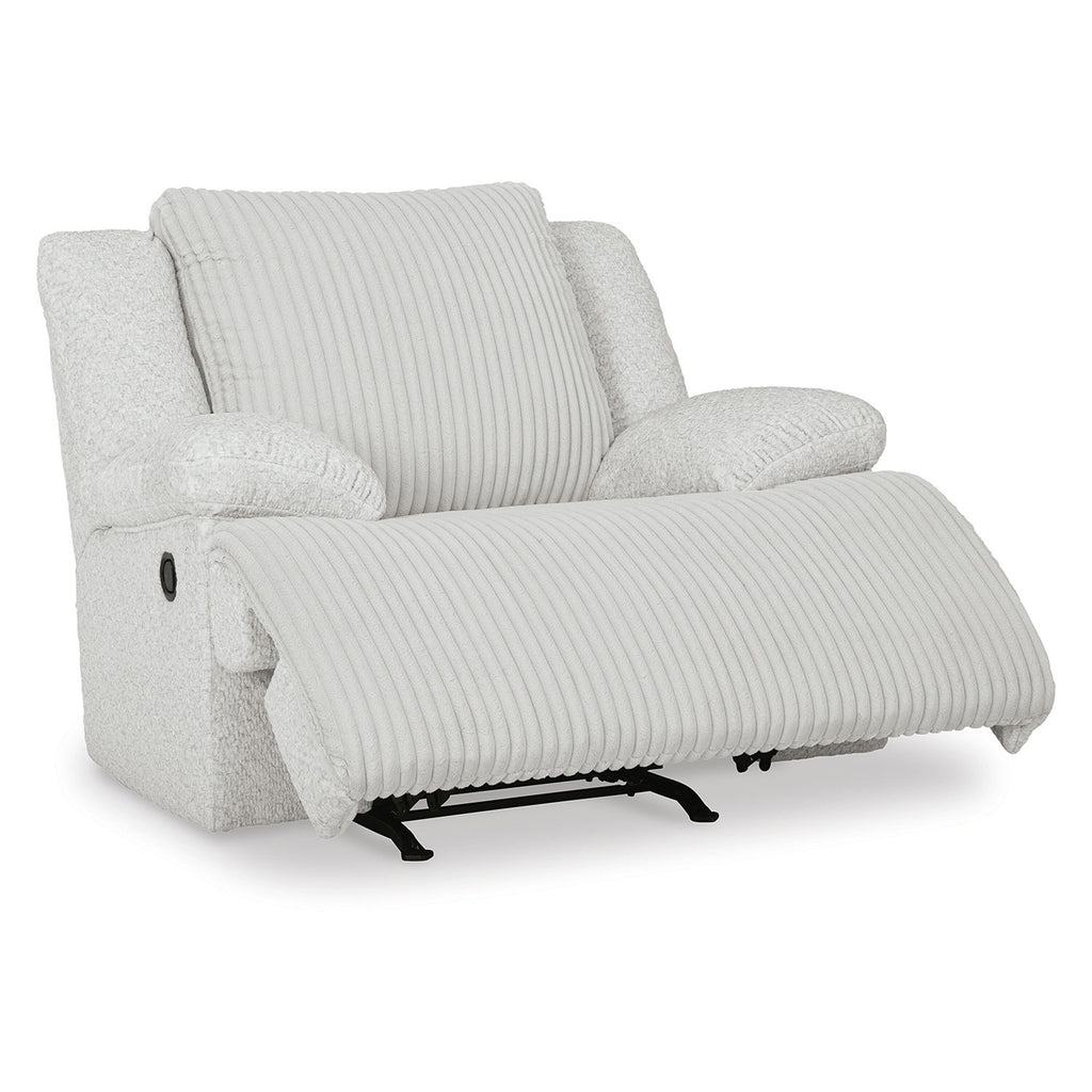 Fauteuil inclinable à bascule manuel Vincent, velours côtelé blanc, accoudoirs coussinés