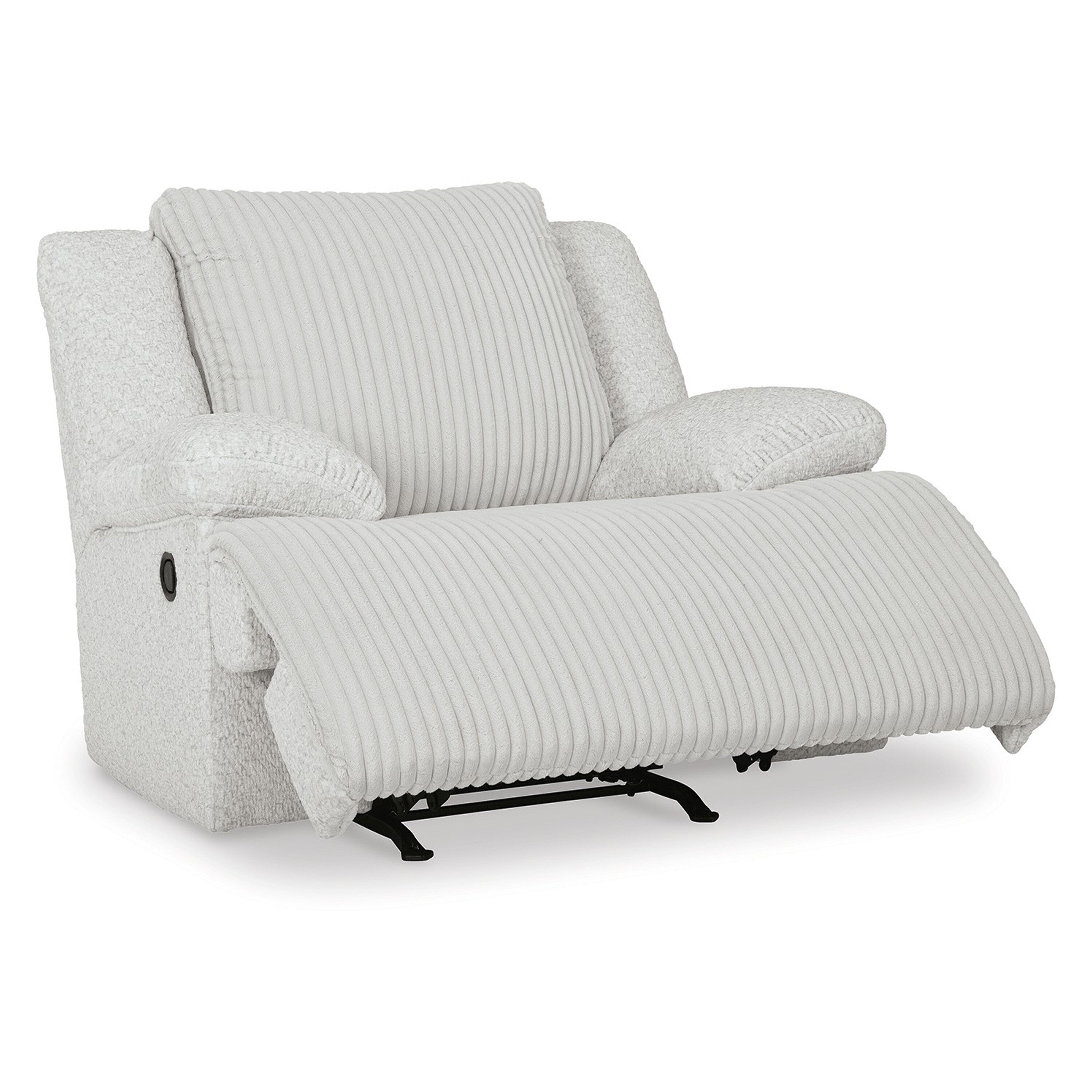 Fauteuil inclinable à bascule manuel Vincent, velours côtelé blanc, accoudoirs coussinés