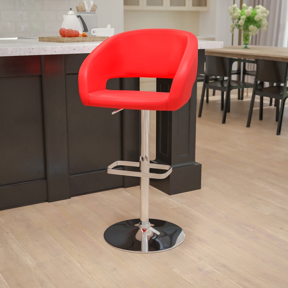 Tabouret de bar moderne rembourré à hauteur réglable avec dossier arrondi