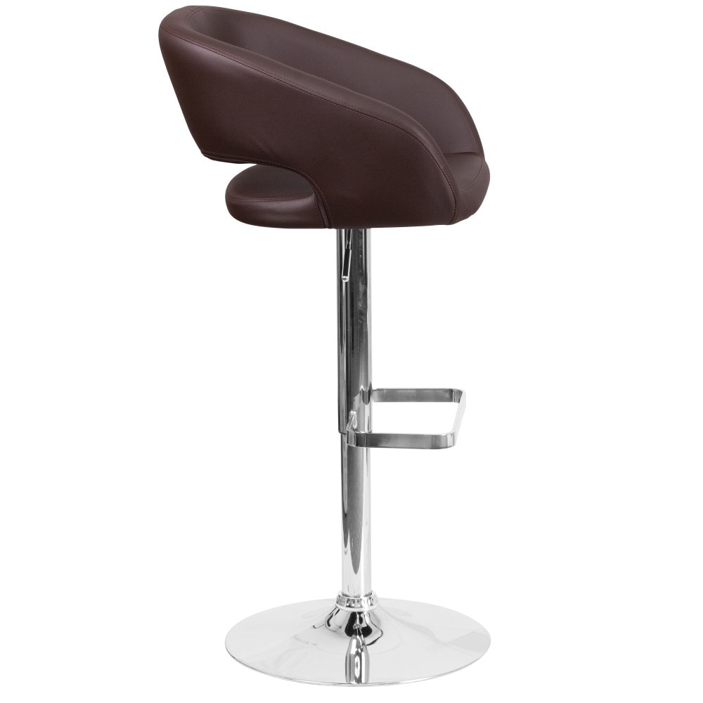 Tabouret de bar moderne rembourré à hauteur réglable avec dossier arrondi
