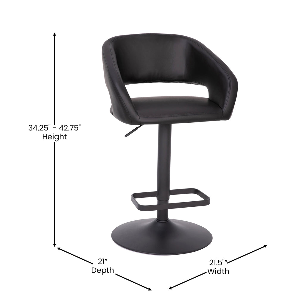 Tabouret de bar moderne rembourré à hauteur réglable avec dossier arrondi
