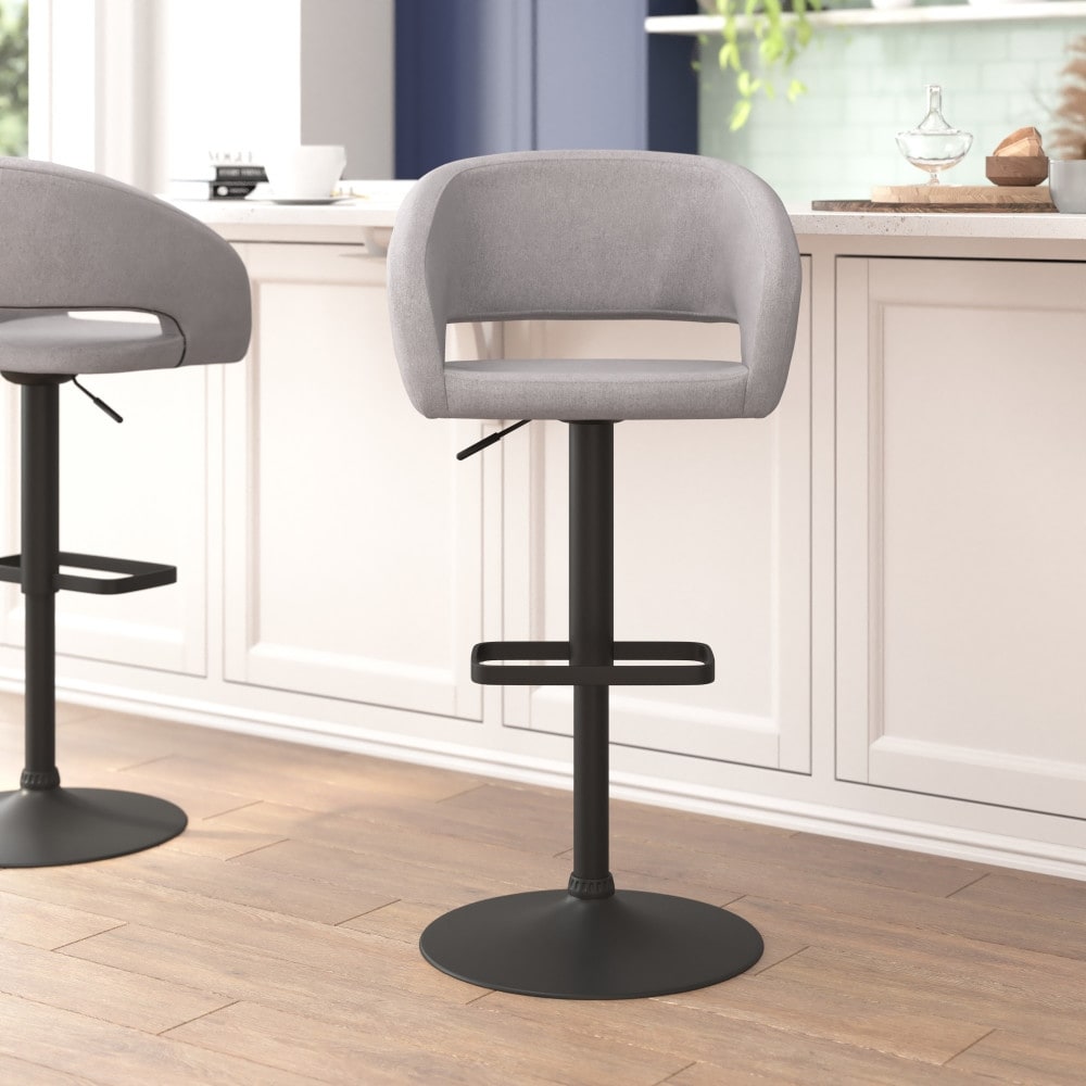 Tabouret de bar moderne rembourré à hauteur réglable avec dossier arrondi