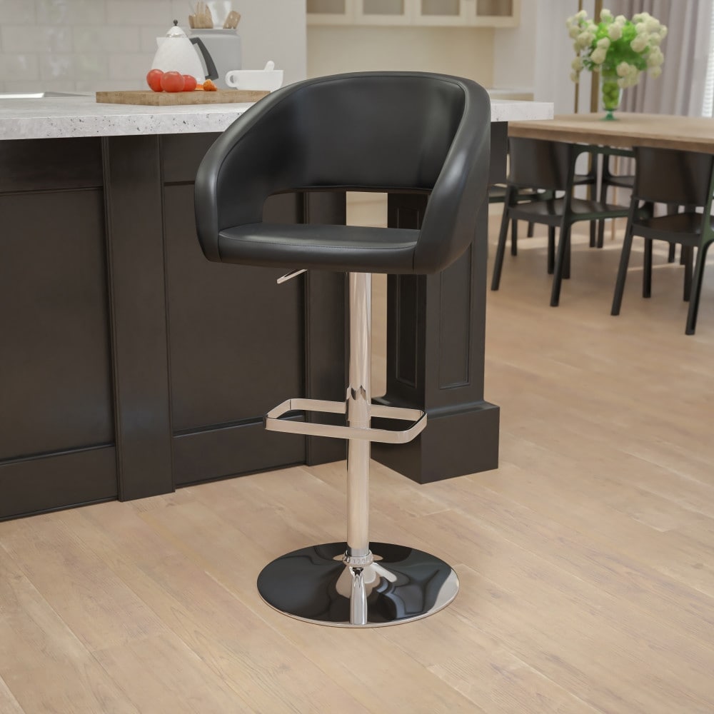 Tabouret de bar moderne rembourré à hauteur réglable avec dossier arrondi