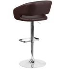 Tabouret de bar moderne rembourré à hauteur réglable avec dossier arrondi