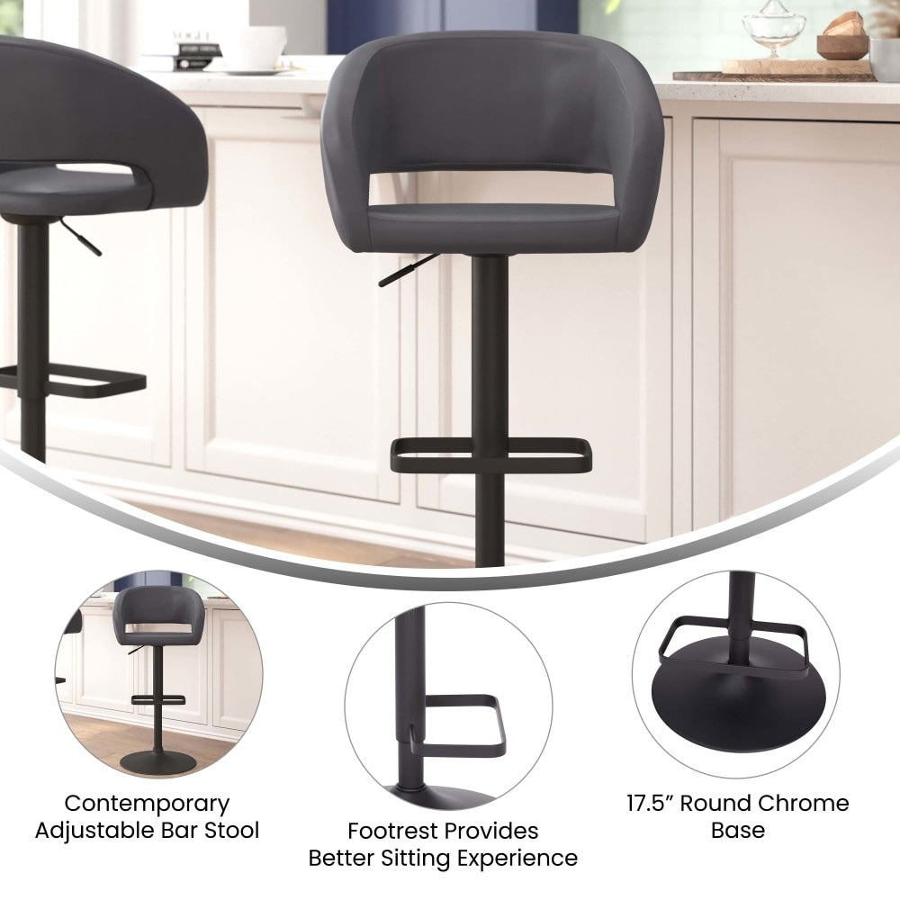 Tabouret de bar moderne rembourré à hauteur réglable avec dossier arrondi