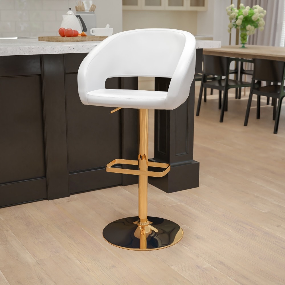 Tabouret de bar moderne rembourré à hauteur réglable avec dossier arrondi