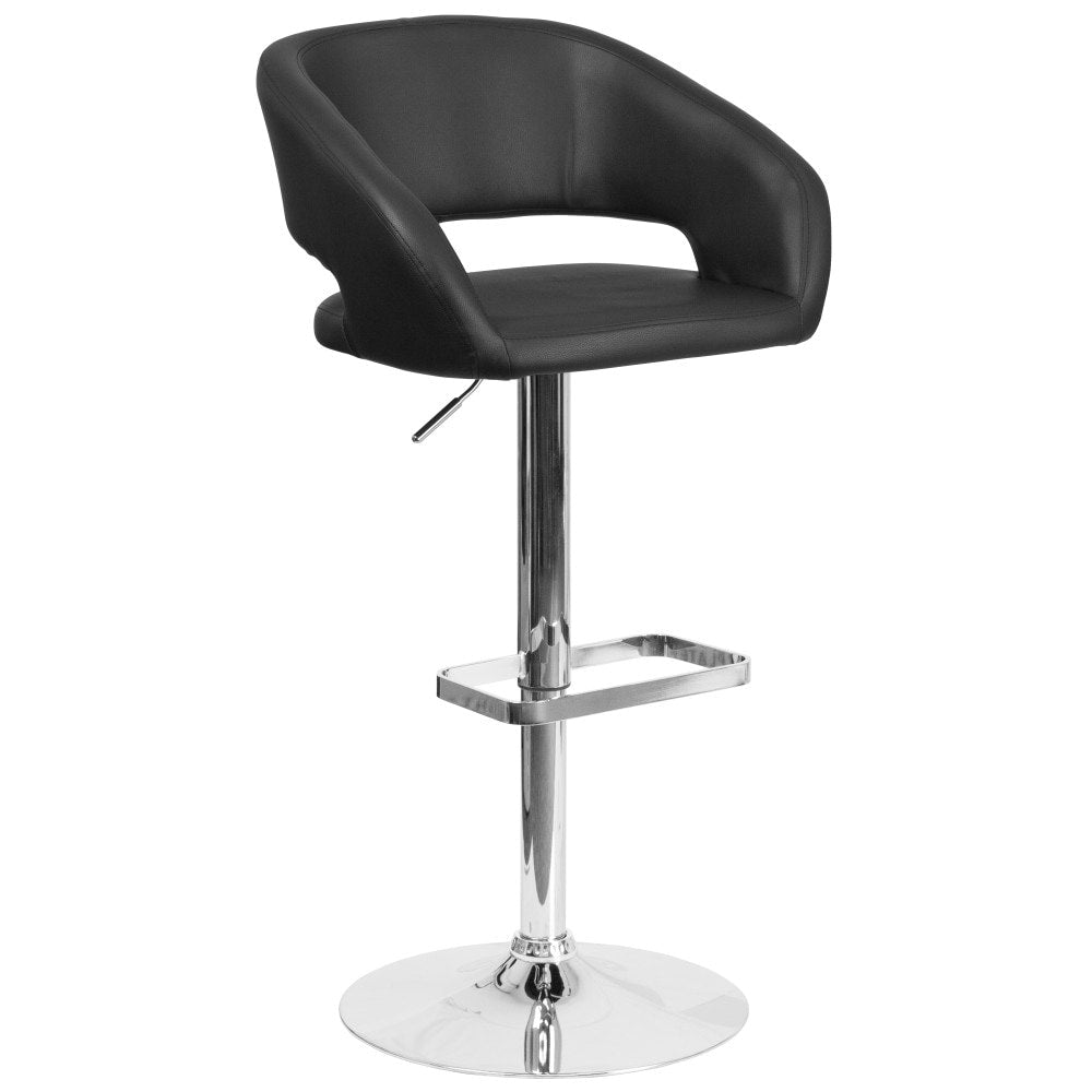 Tabouret de bar moderne rembourré à hauteur réglable avec dossier arrondi