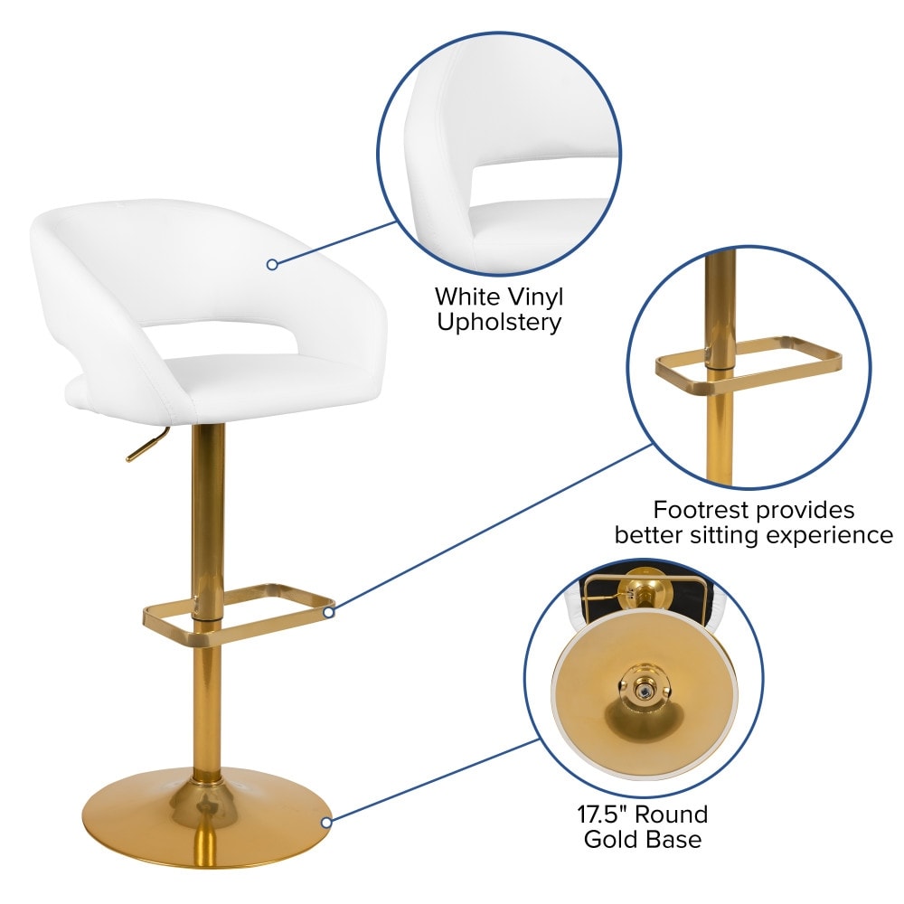 Tabouret de bar moderne rembourré à hauteur réglable avec dossier arrondi