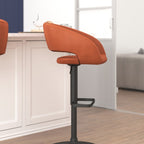 Tabouret de bar moderne rembourré à hauteur réglable avec dossier arrondi