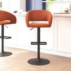 Tabouret de bar moderne rembourré à hauteur réglable avec dossier arrondi