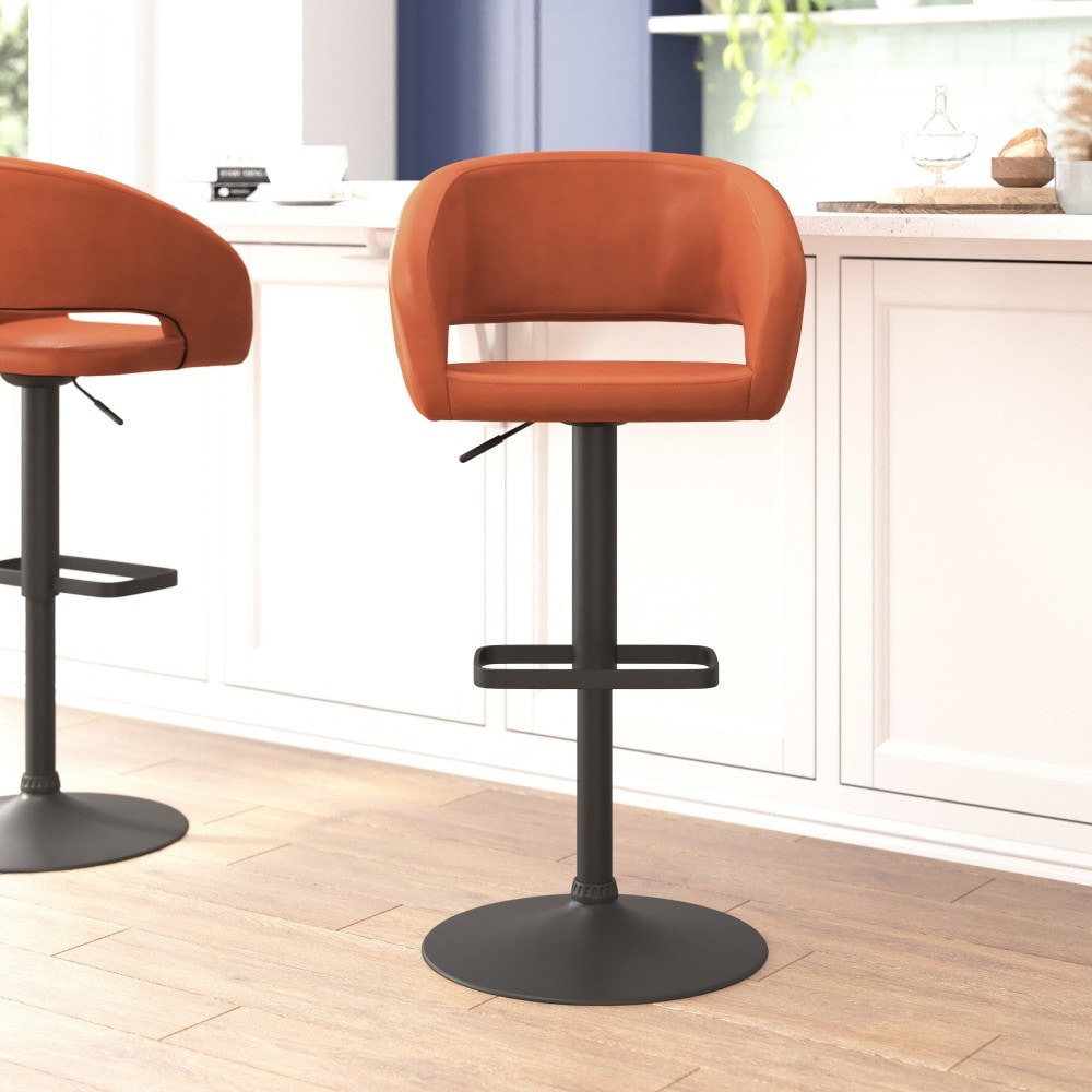 Tabouret de bar moderne rembourré à hauteur réglable avec dossier arrondi