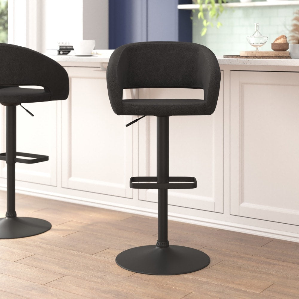 Tabouret de bar moderne rembourré à hauteur réglable avec dossier arrondi