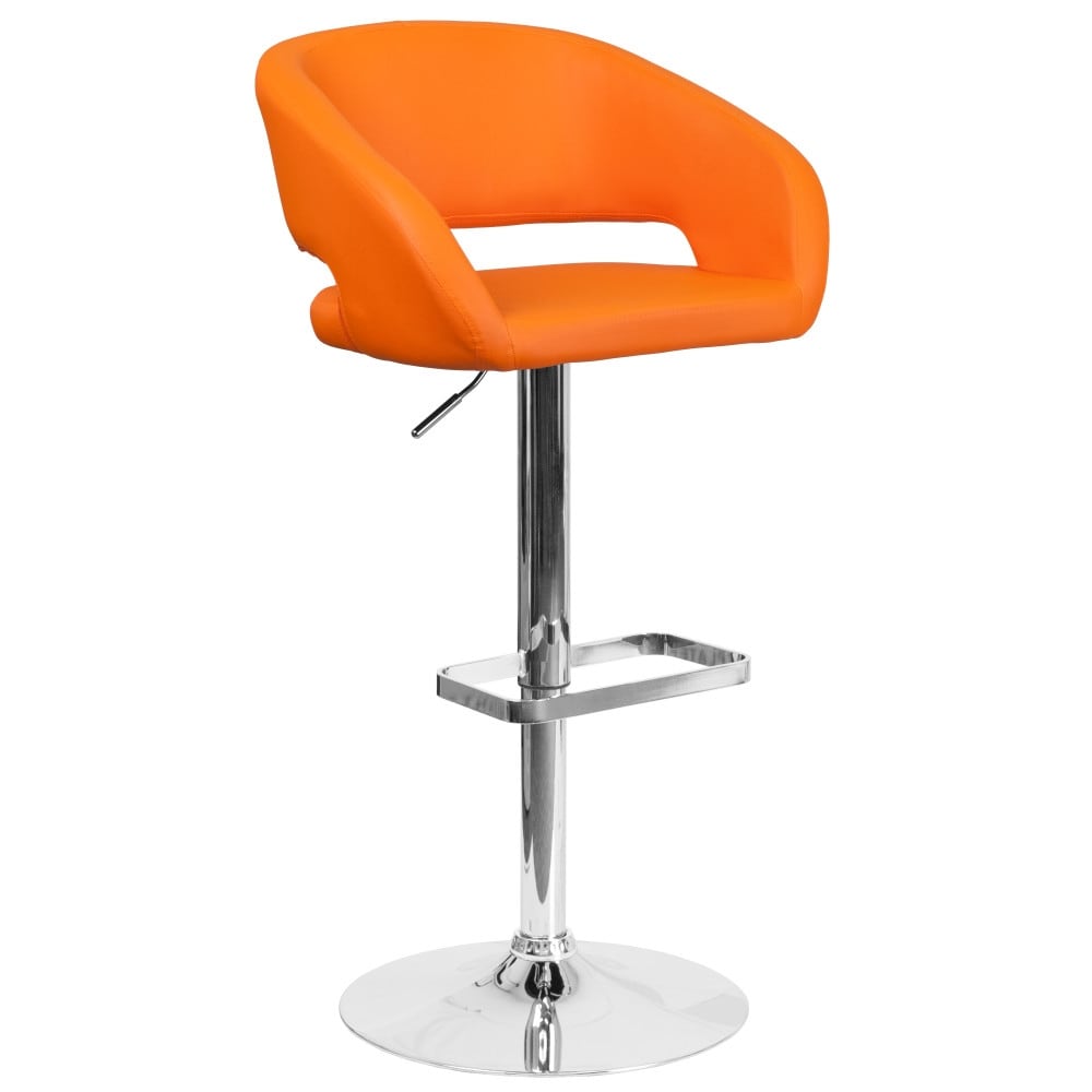 Tabouret de bar moderne rembourré à hauteur réglable avec dossier arrondi