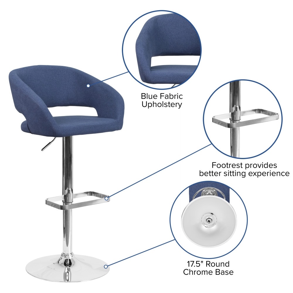 Tabouret de bar moderne rembourré à hauteur réglable avec dossier arrondi