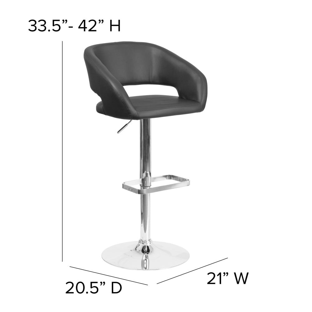 Tabouret de bar moderne rembourré à hauteur réglable avec dossier arrondi