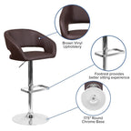 Tabouret de bar moderne rembourré à hauteur réglable avec dossier arrondi