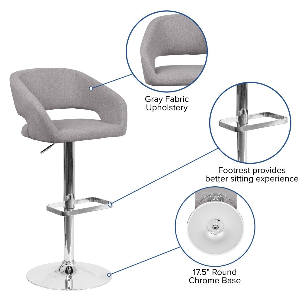 Tabouret de bar moderne rembourré à hauteur réglable avec dossier arrondi