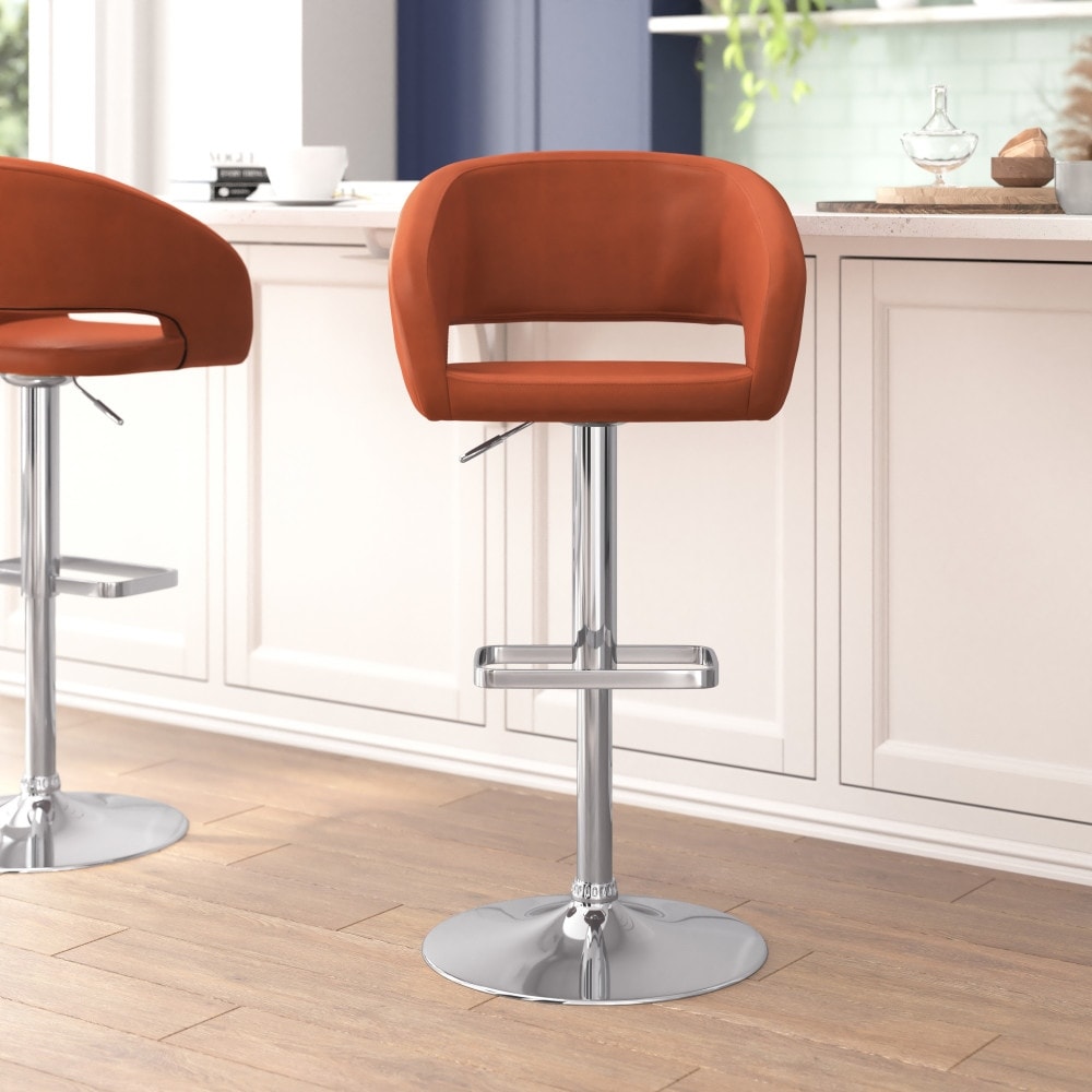 Tabouret de bar moderne rembourré à hauteur réglable avec dossier arrondi