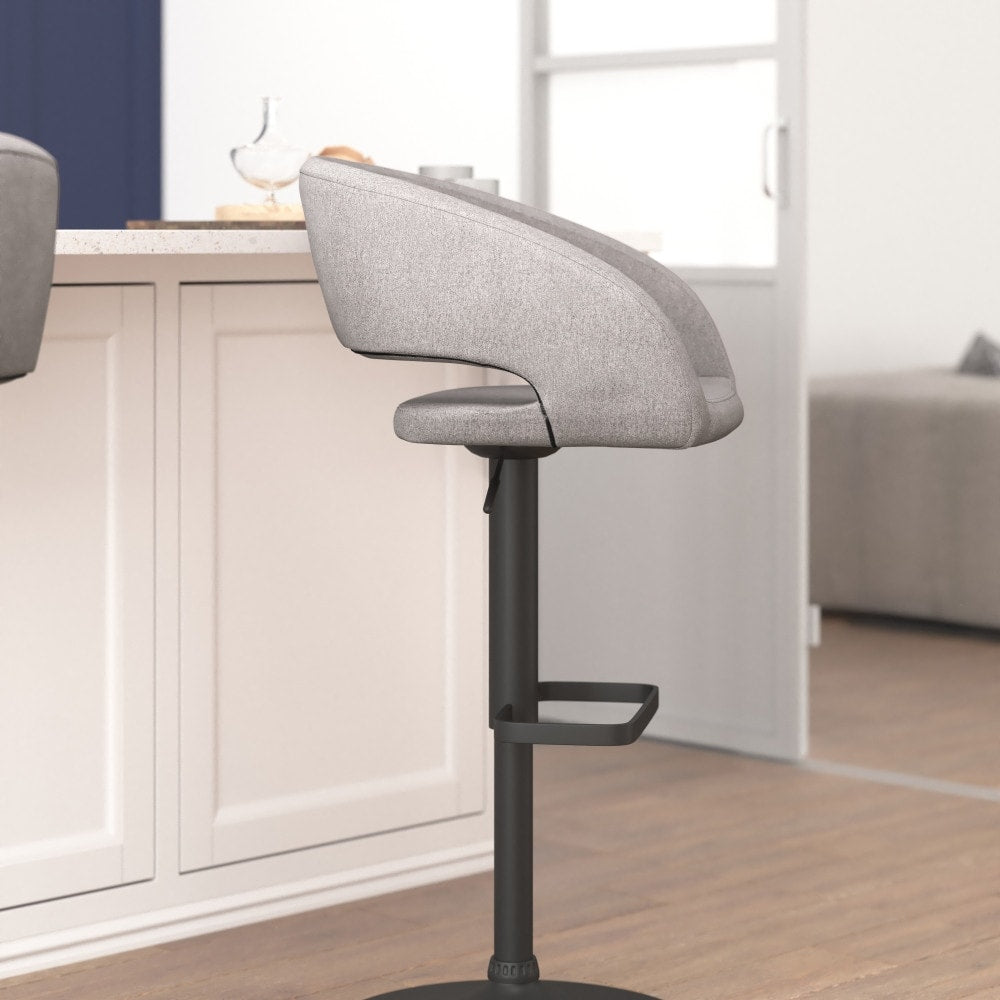Tabouret de bar moderne rembourré à hauteur réglable avec dossier arrondi