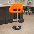 Tabouret de bar moderne rembourré à hauteur réglable avec dossier arrondi