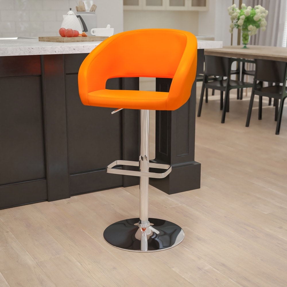 Tabouret de bar moderne rembourré à hauteur réglable avec dossier arrondi