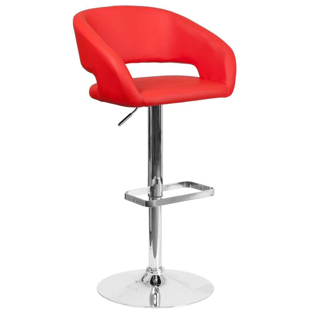 Tabouret de bar moderne rembourré à hauteur réglable avec dossier arrondi