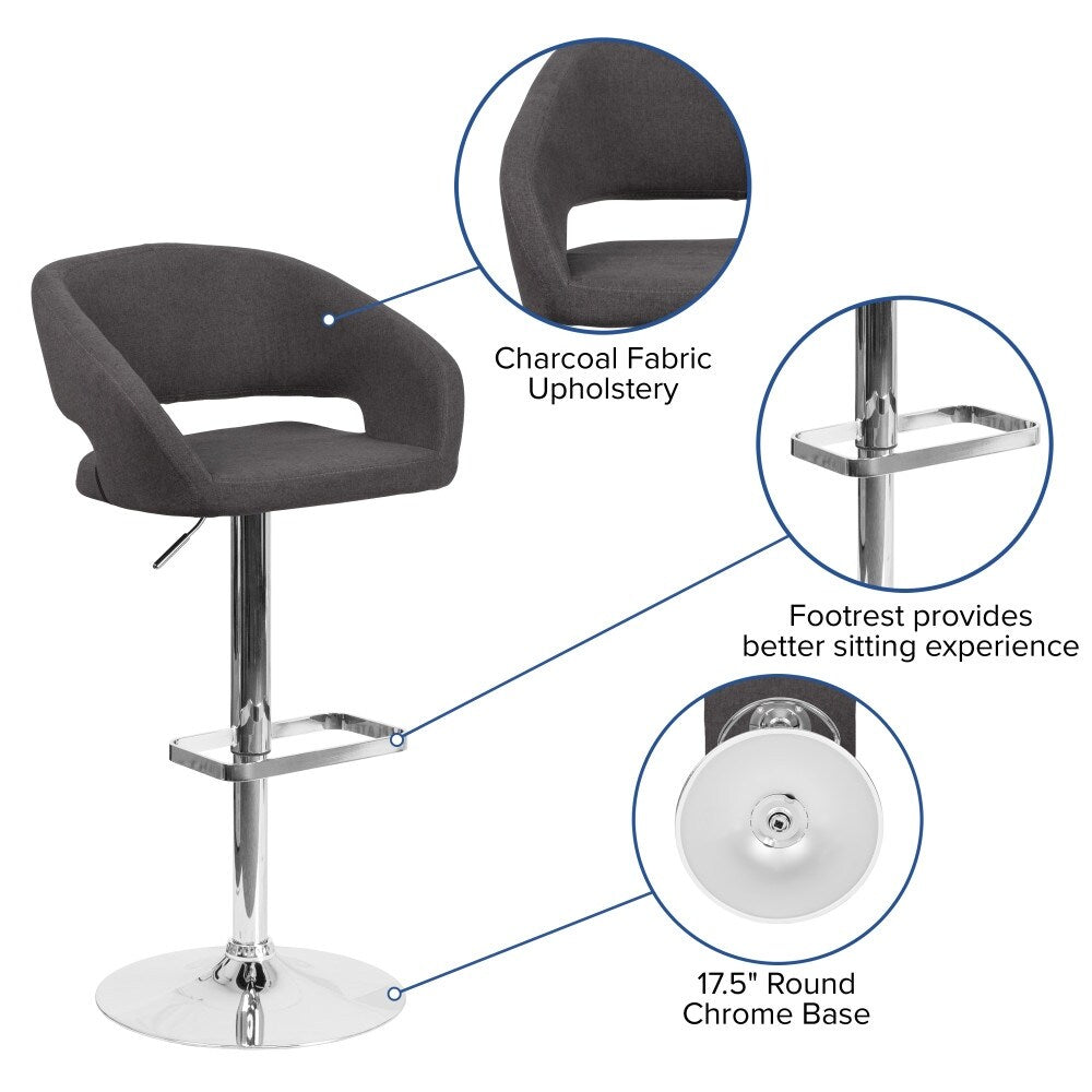 Tabouret de bar moderne rembourré à hauteur réglable avec dossier arrondi