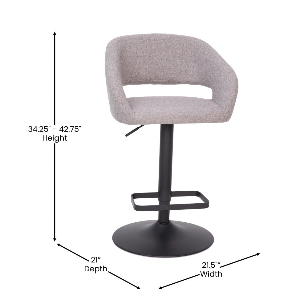 Tabouret de bar moderne rembourré à hauteur réglable avec dossier arrondi