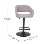 Tabouret de bar moderne rembourré à hauteur réglable avec dossier arrondi