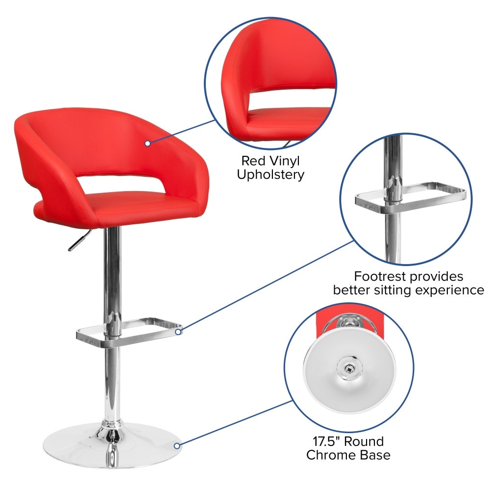 Tabouret de bar moderne rembourré à hauteur réglable avec dossier arrondi
