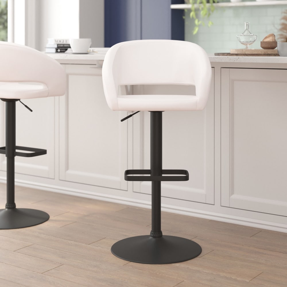 Tabouret de bar moderne rembourré à hauteur réglable avec dossier arrondi
