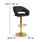 Tabouret de bar moderne rembourré à hauteur réglable avec dossier arrondi