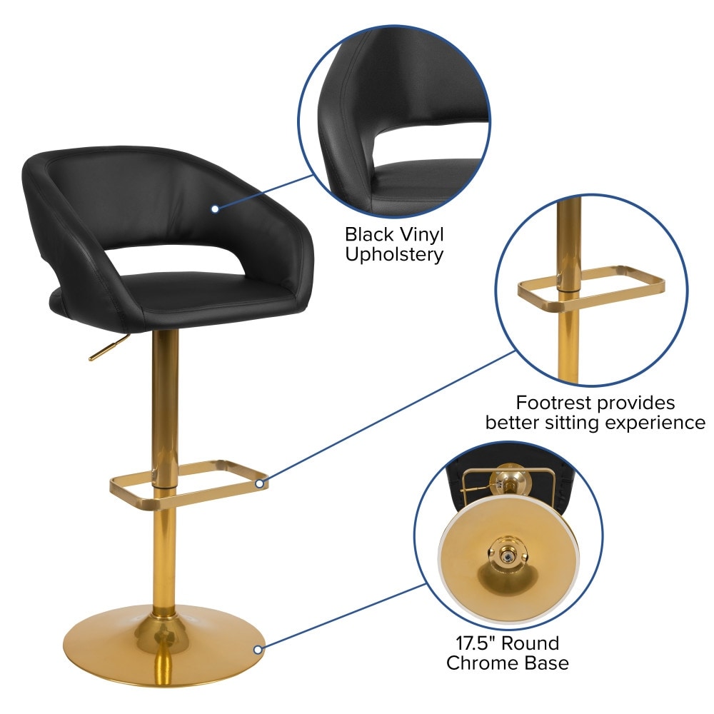 Tabouret de bar moderne rembourré à hauteur réglable avec dossier arrondi
